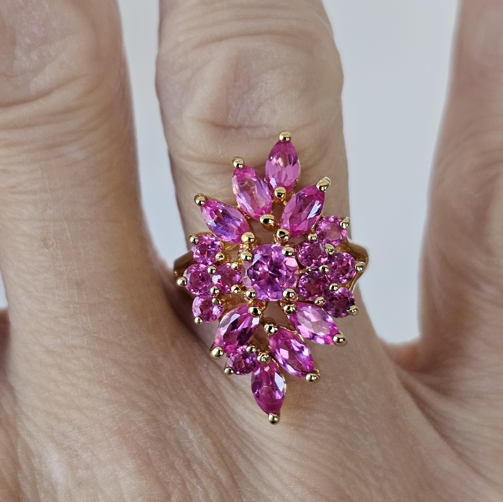 Vintage Ross Simons Pink Sapphire Ring 14K Vermeil Size 6! - Picture 6 of 8